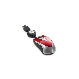 Mouse Optico Mini Travel Alambrico Rojo
