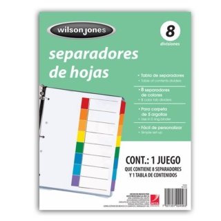 Separador S/Numeracion 8 Divisiones