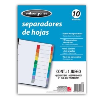 Separador S/Numeracion 10 Divisiones