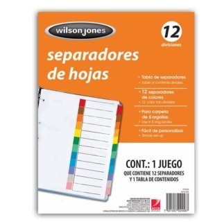 Separador S/Numeracion 12 Divisiones