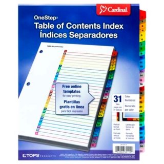 Separador 1-31 Divisiones Impresas