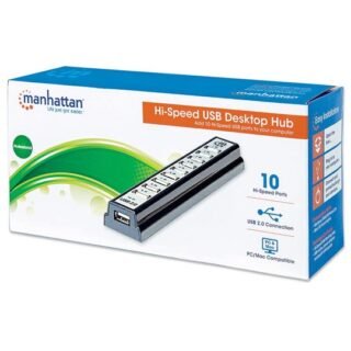 Hub Usb V2.0 10 Ptos Con Fuente Gris